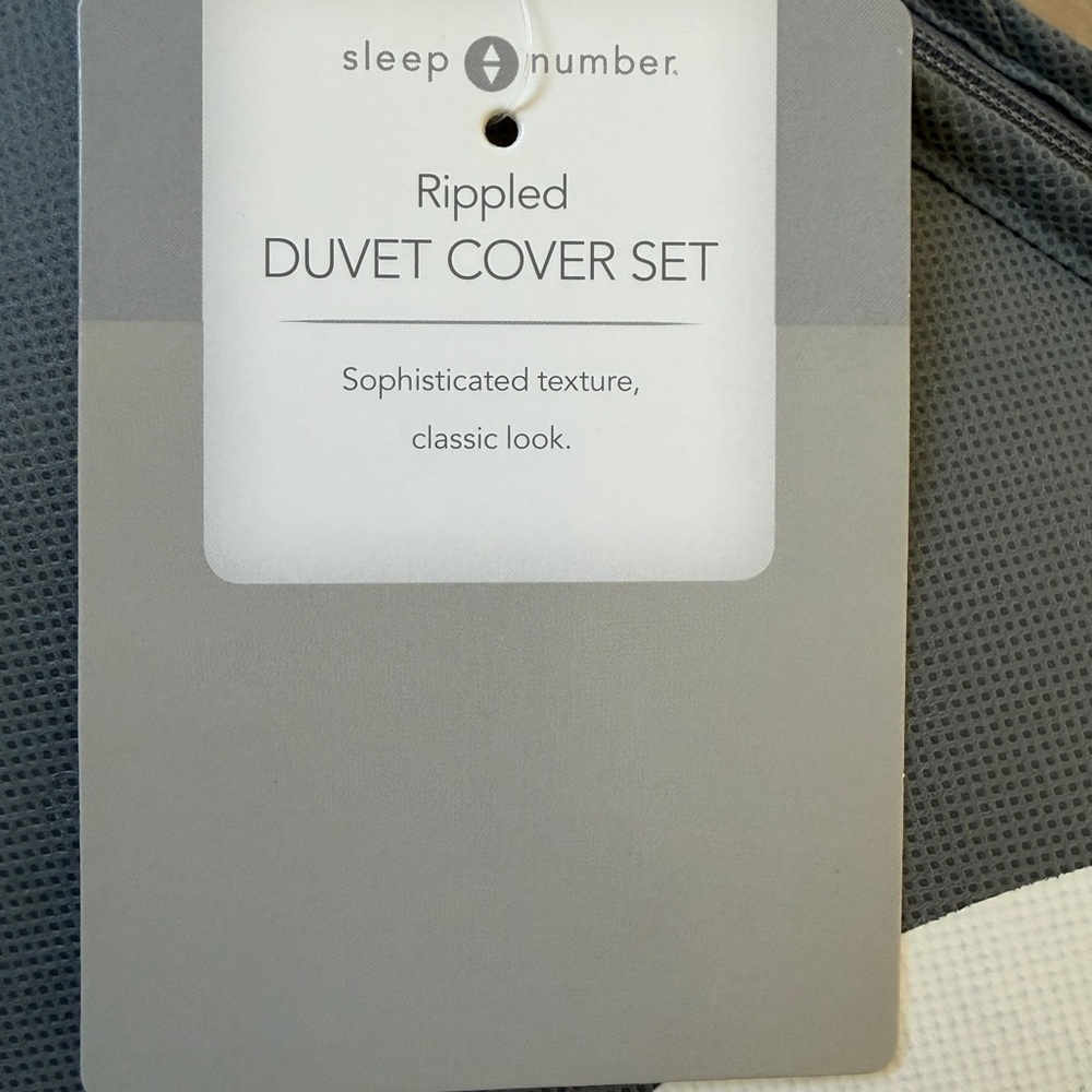 NEW Sleep Number Rippled King Duvet Cover Set – Cloud Gray – NWT - Picture 2 of 4